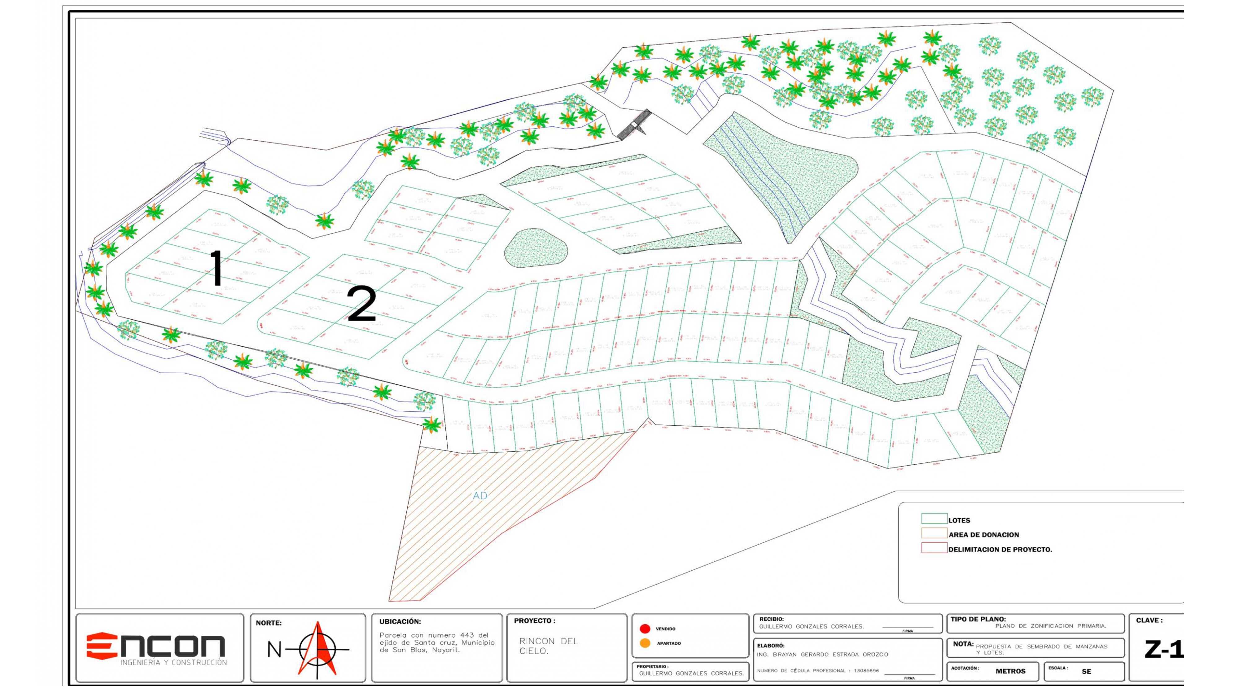 Plano técnico del proyecto con características detalladas